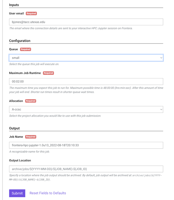 Figure 3. Submit session request form